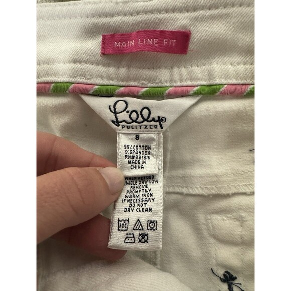 Lilly Pulitzer Sailor Pants Womens 8 White Anchor Embroidered Nautical Preppy - Picture 4 of 13